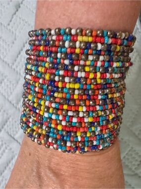 Beautiful handmade beaded cuff bracelet made in Africa.